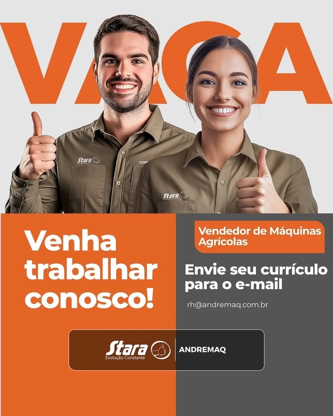 Anúncio da vaga Técnico Mecânico Agrícola