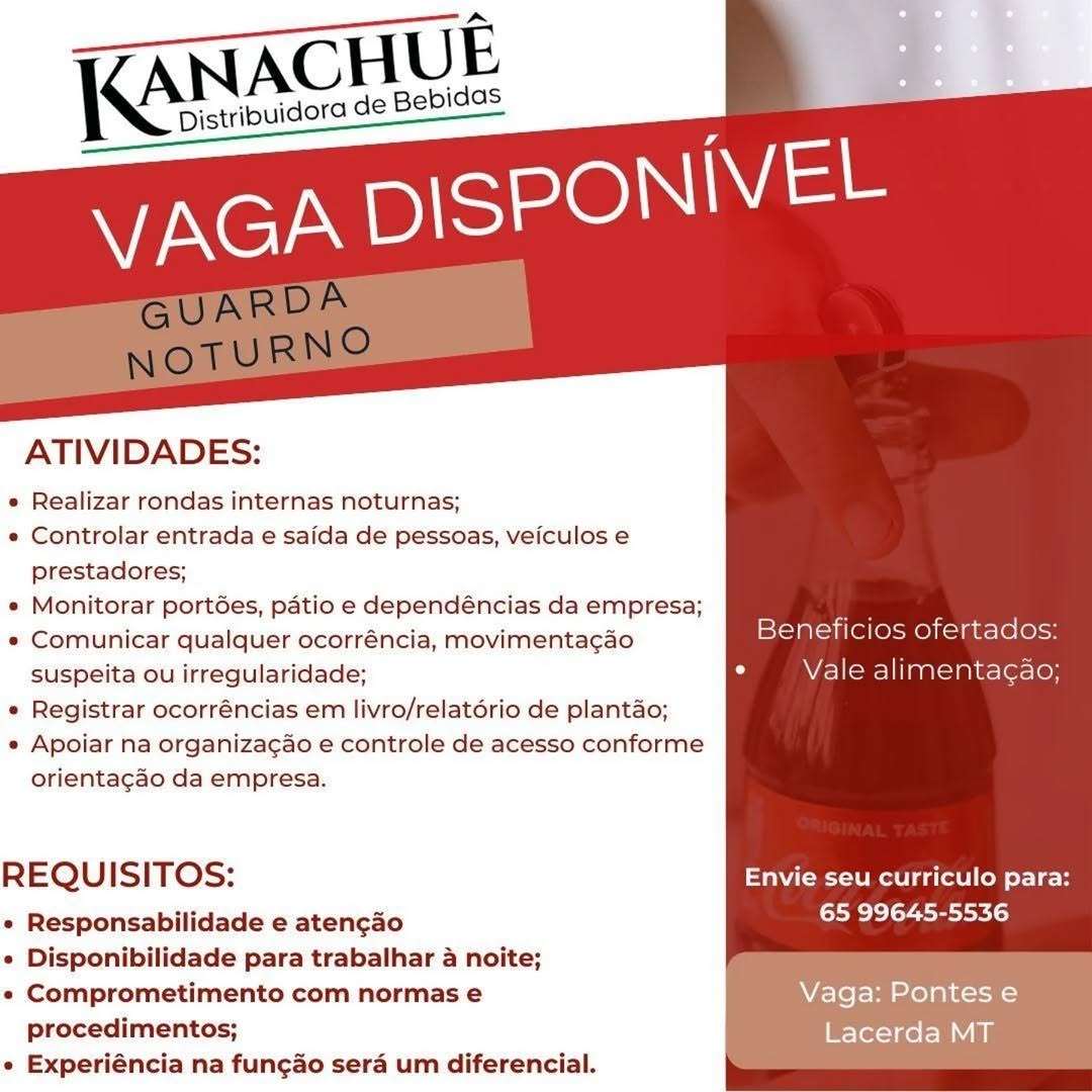 Anúncio da vaga Guarda Noturno
