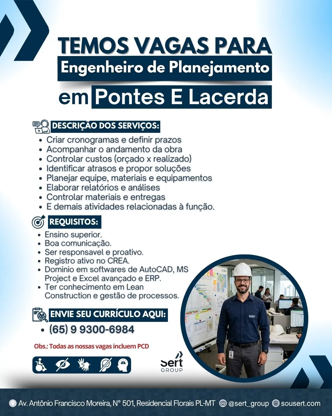 Anúncio da vaga Engenheiro de Planejamento
