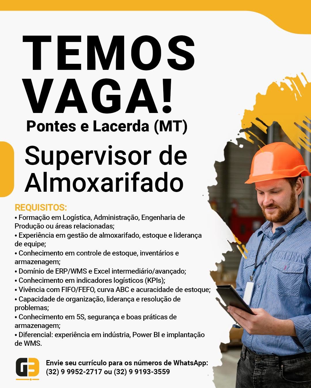 Anúncio da vaga Equipe Operacional (Mecânica, Motorista, Operador)