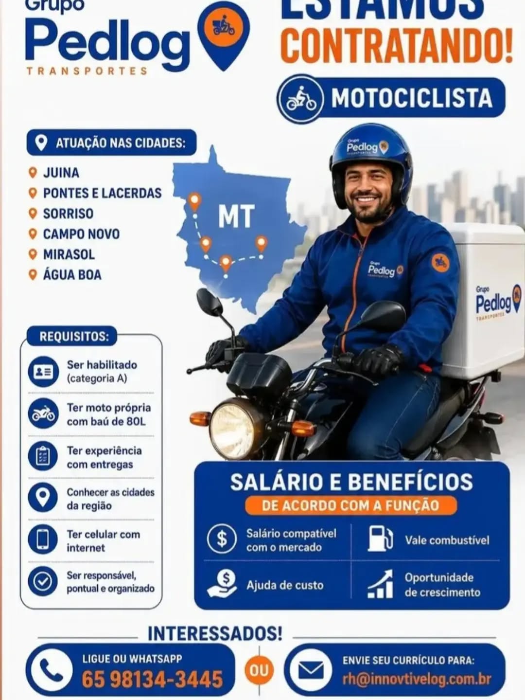 Anúncio da vaga Motociclista (Entregador)