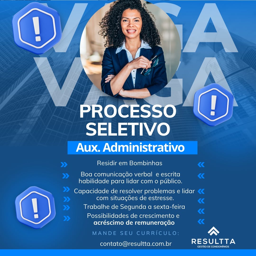 Anúncio da vaga Suporte Externo e Auxiliar Administrativo